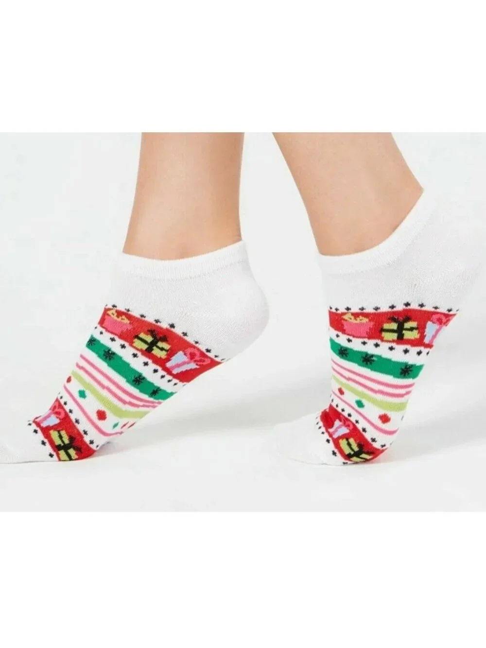 Charter Club Women's 1-Pair Low-Cut Socks, White Multi Stripe Gift, One Size